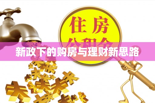 石龙新政下的购房与理财新思路