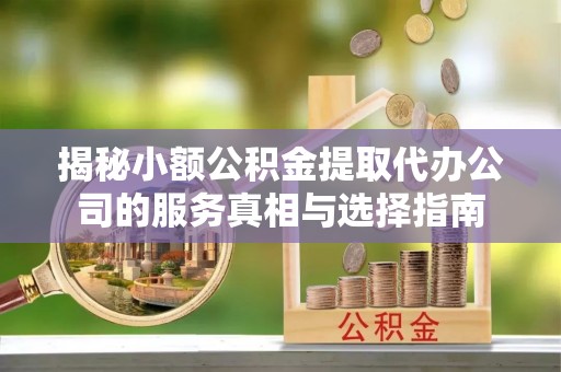 石龙揭秘小额公积金提取代办公司的服务真相与选择指南