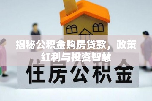 石龙揭秘公积金购房贷款，政策红利与投资智慧